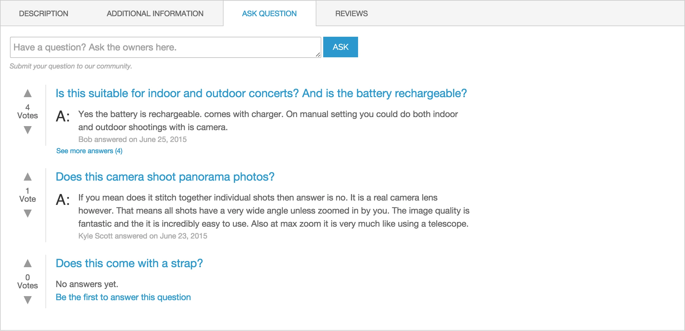 List of questions