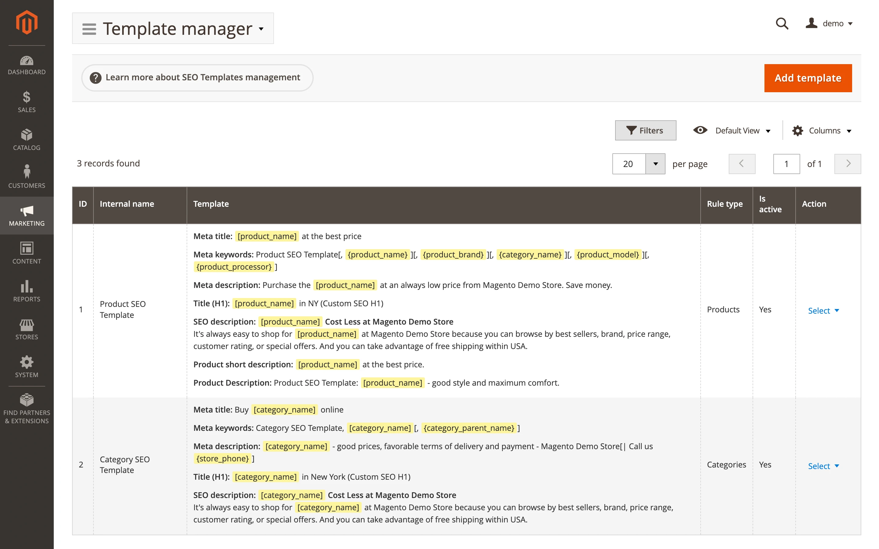 extension seo conditions