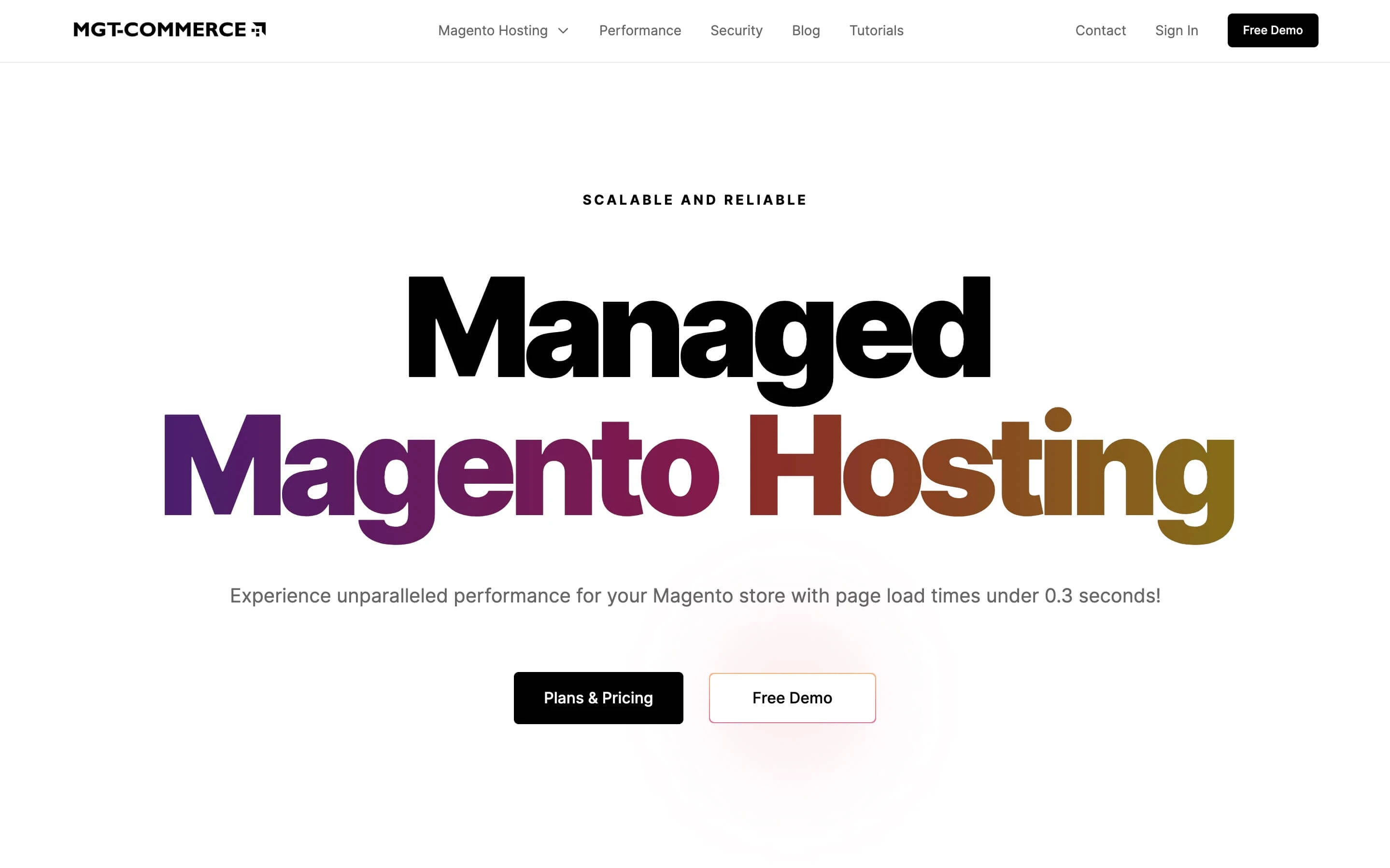 MGT-Commerce hosting home page