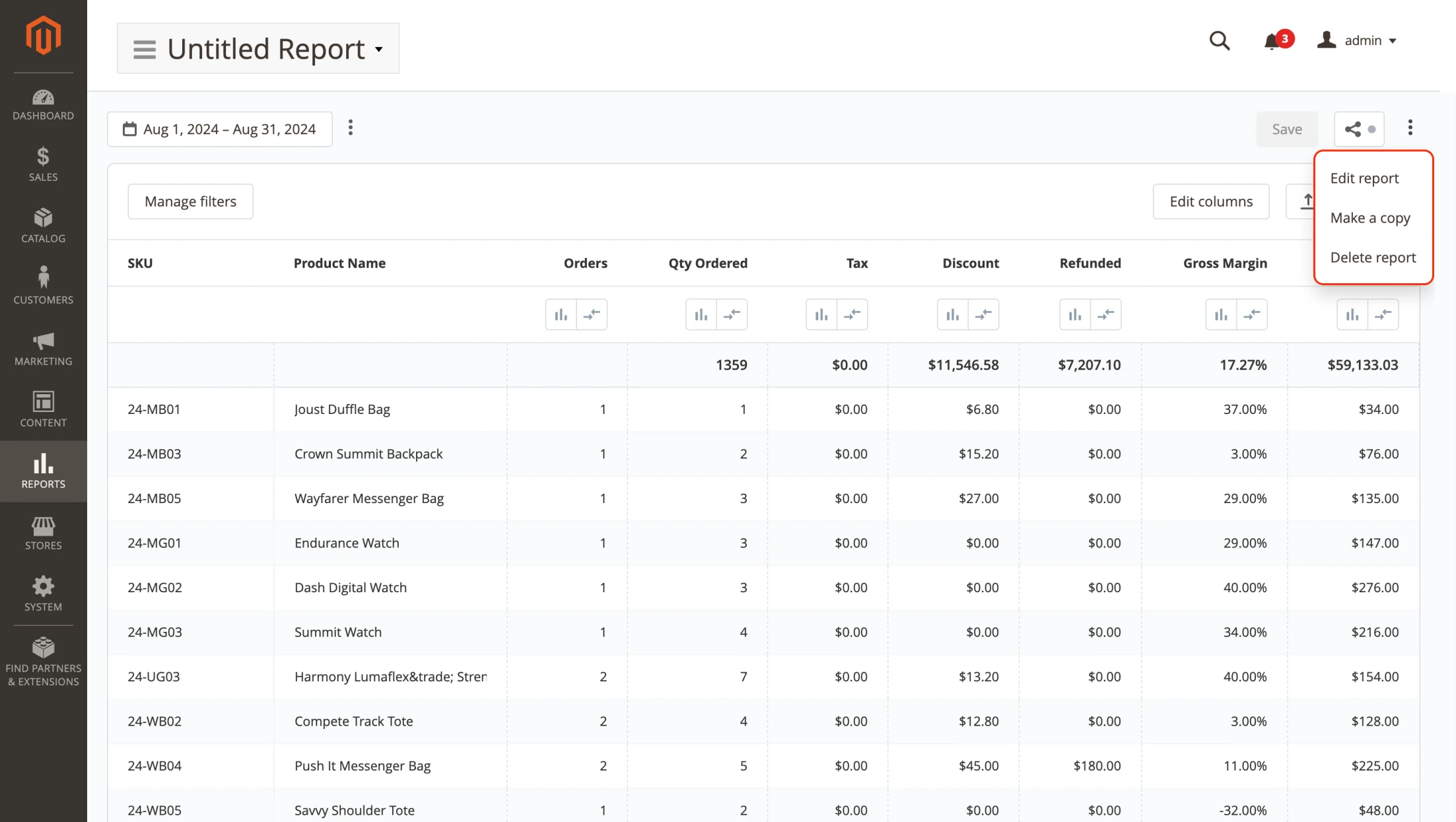 New report for returns