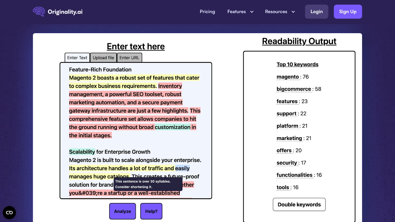 Check keyword stuffing analyzer to avoid over-usage