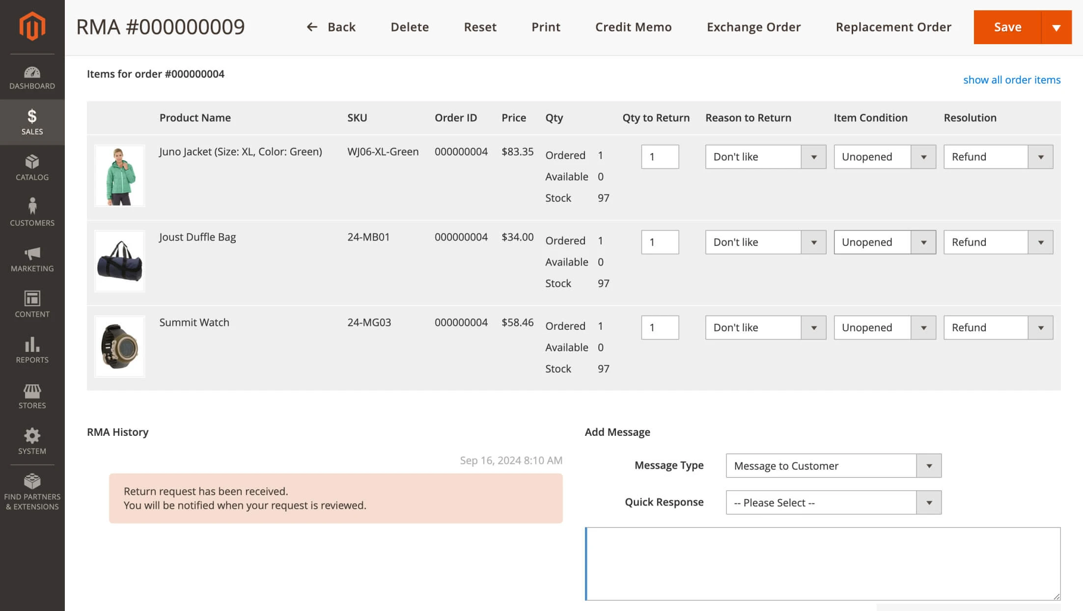 Configure RMA Item details