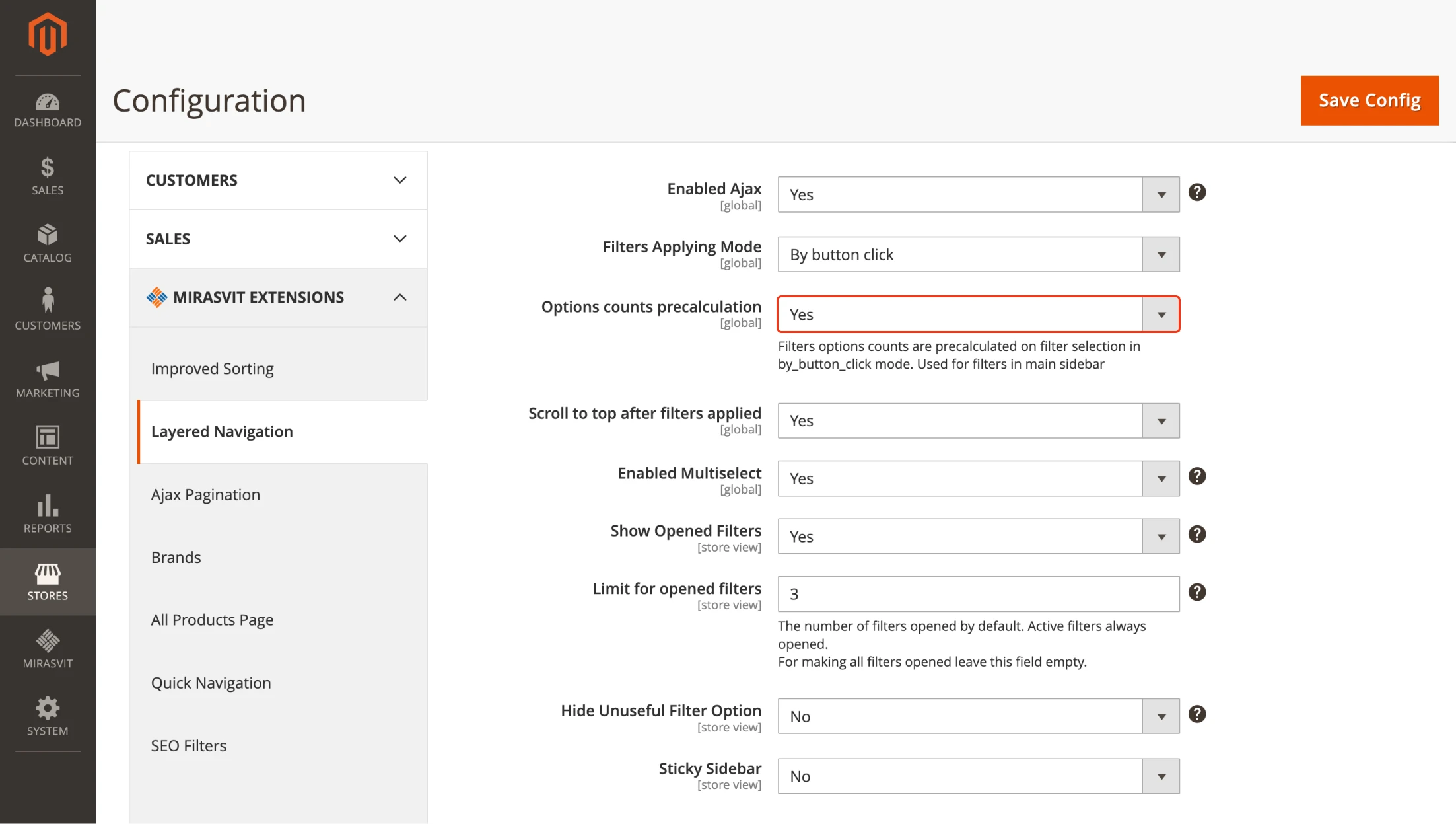 Ability to Precalculate Filter Option Counts in By Button Click Mode