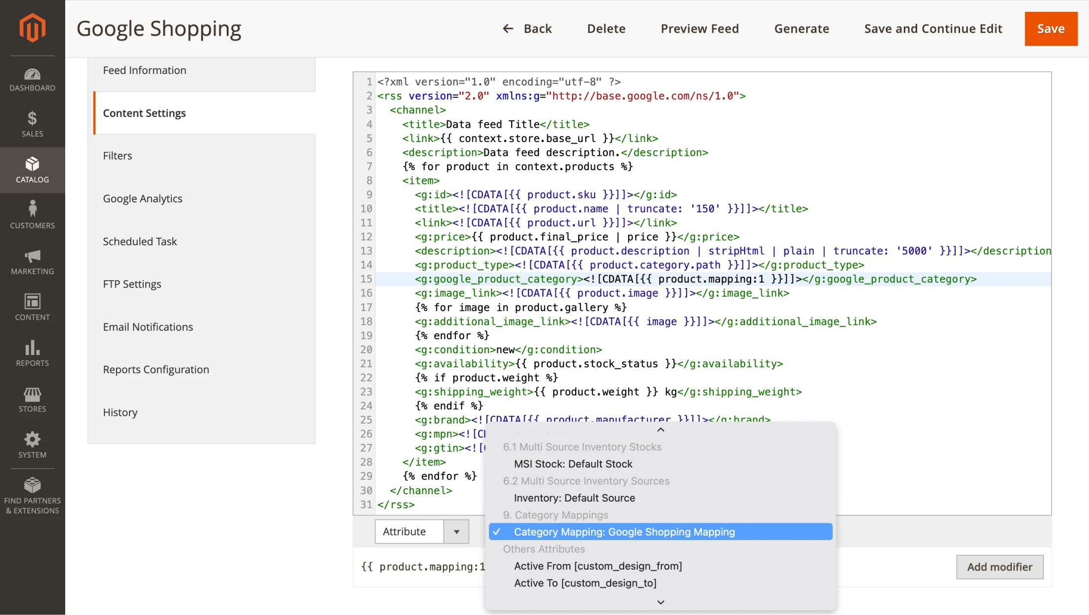 Category Mapping attribute