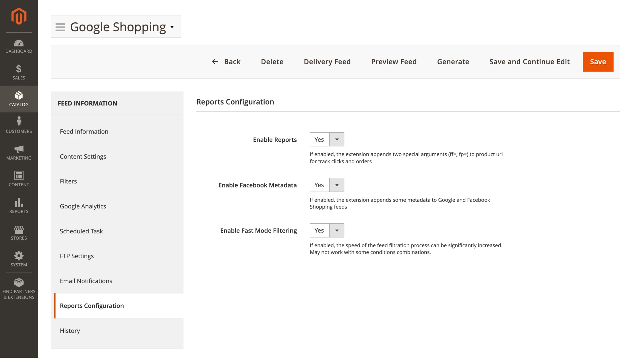 Product Feed: Sales Analytics Reports