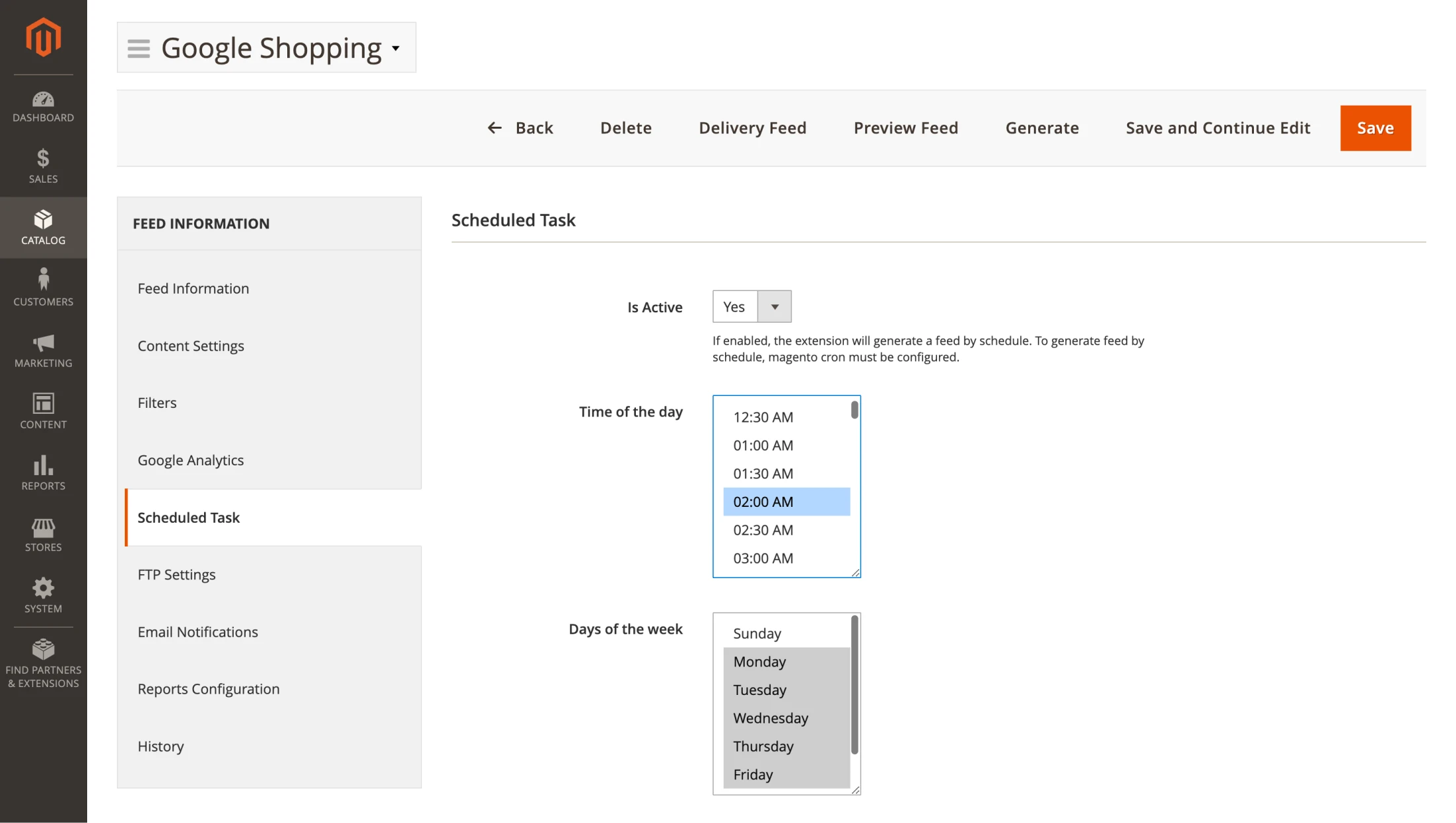 Schedule Feed Generation and Download