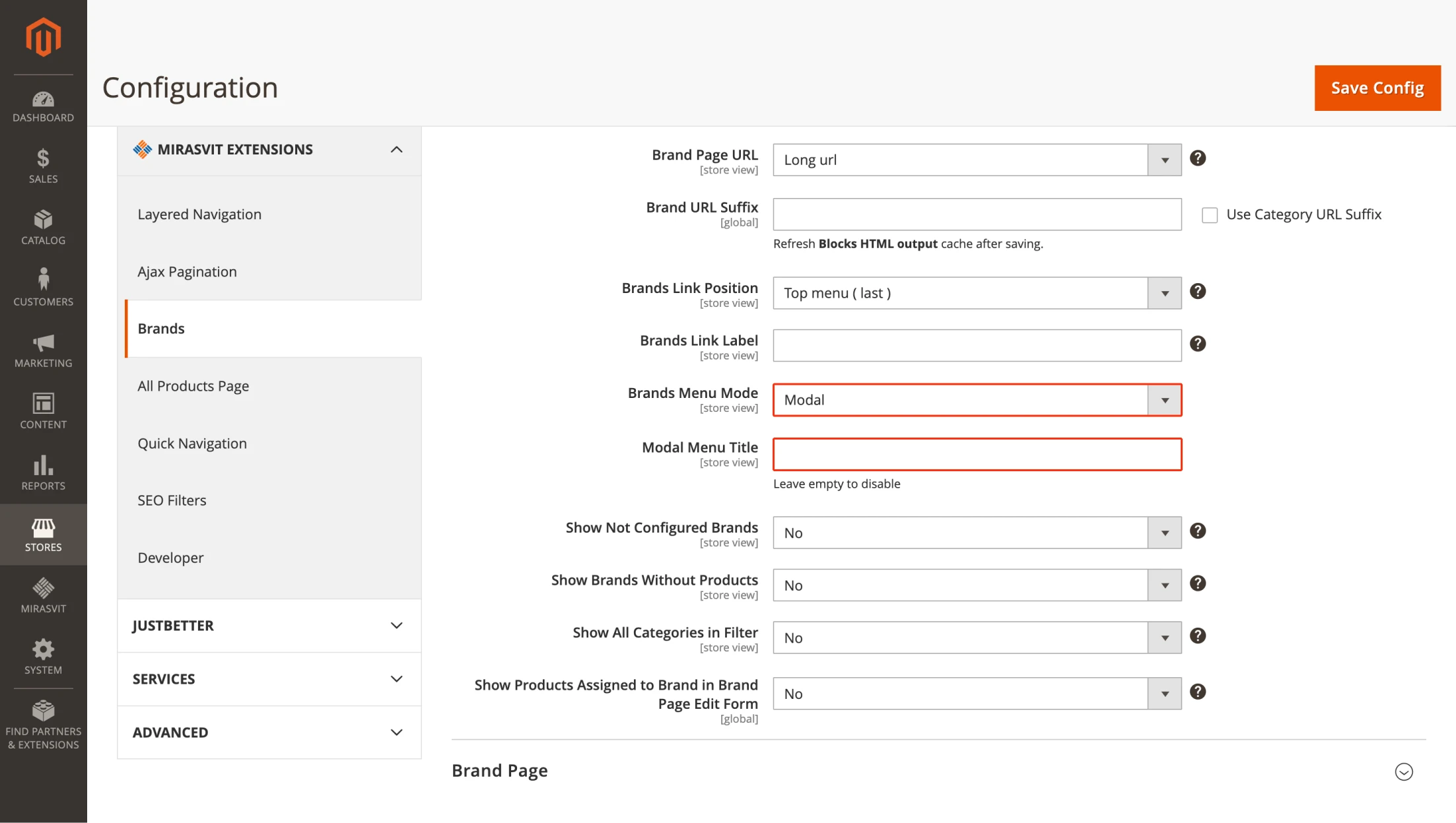 The Settings of Brand Menu Mode