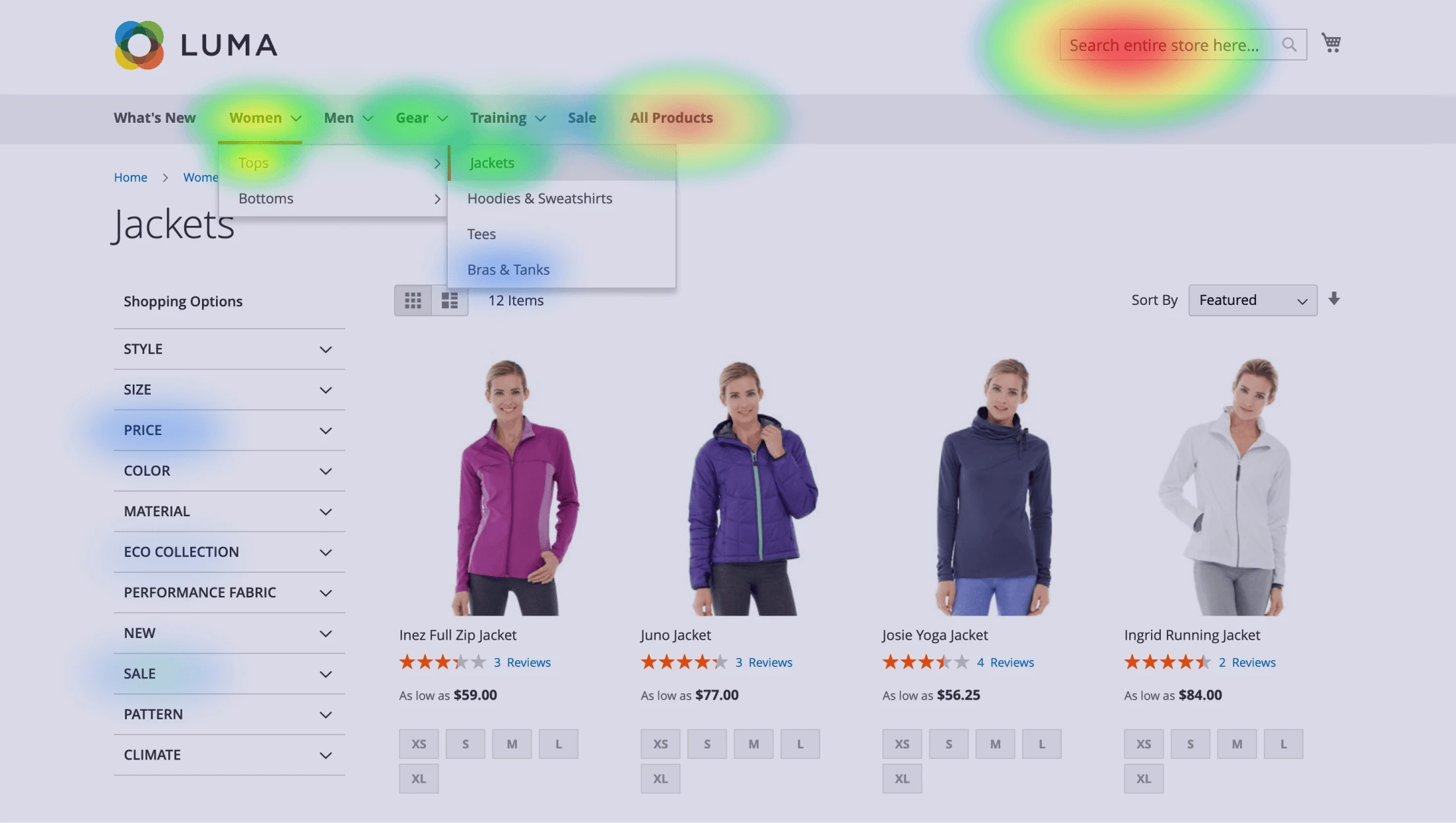 Customer activity heat map