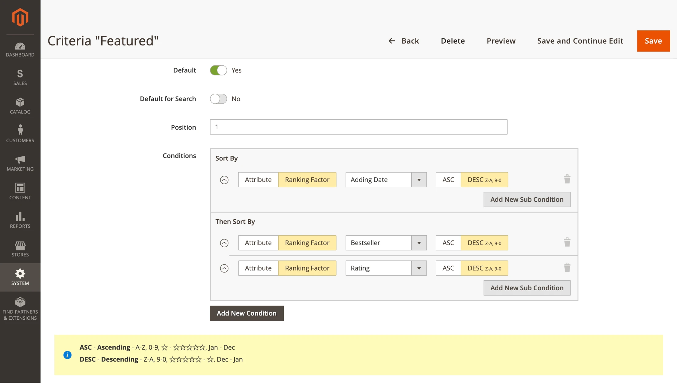 Mirasvit sorting criteria rule