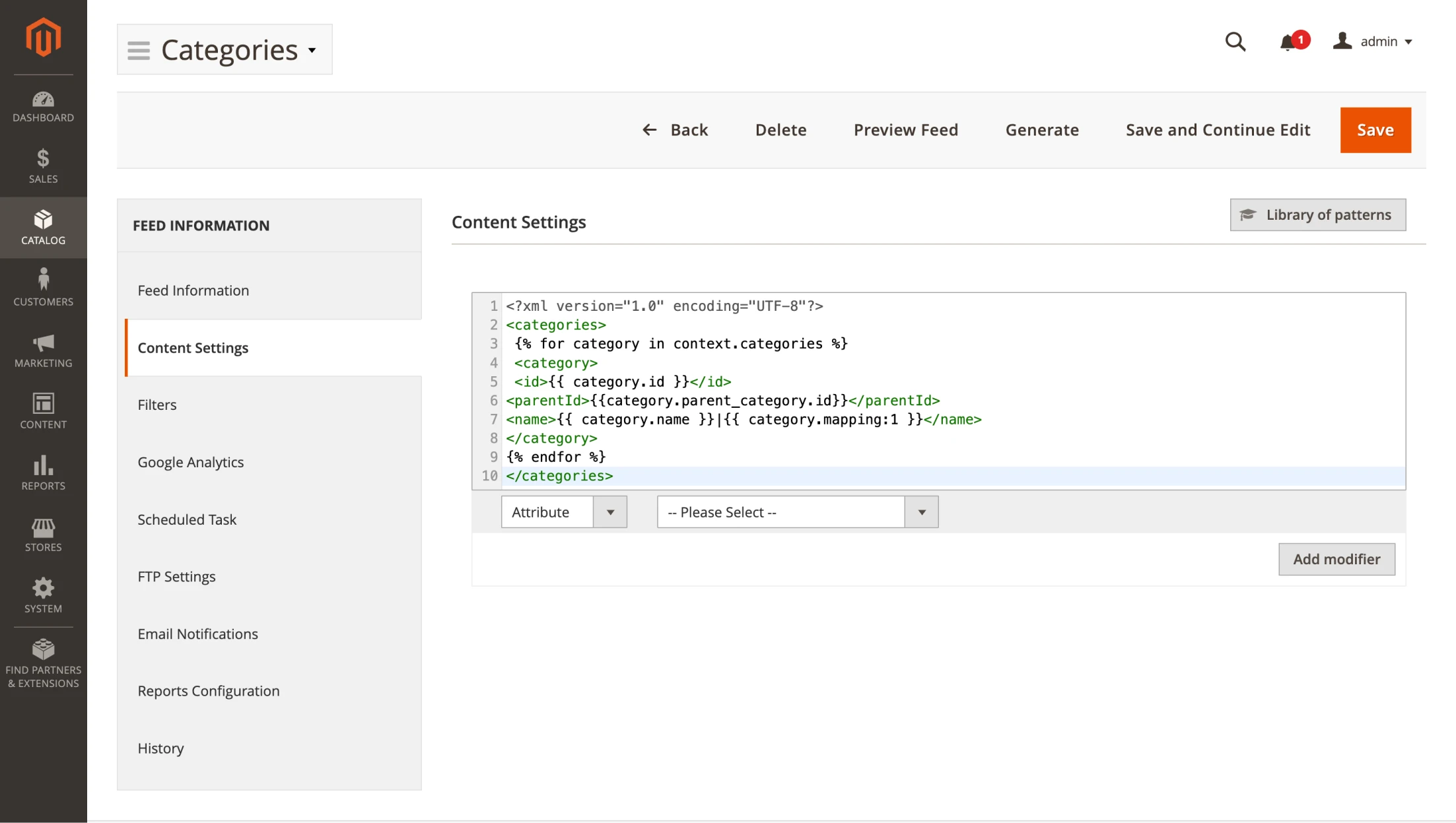 Category mapping in XML feeds