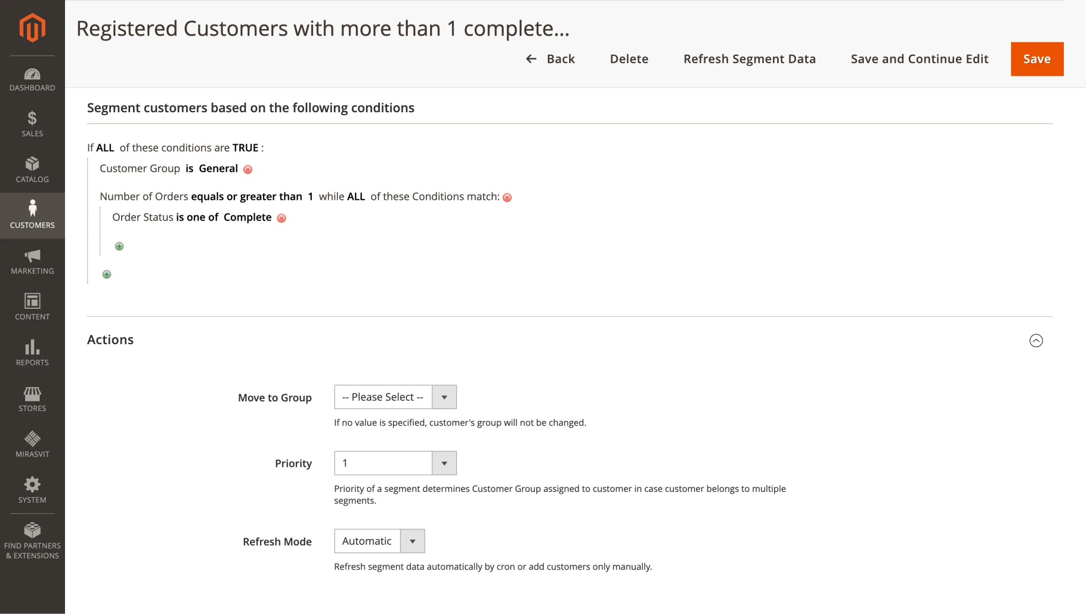 New customer segment conditions