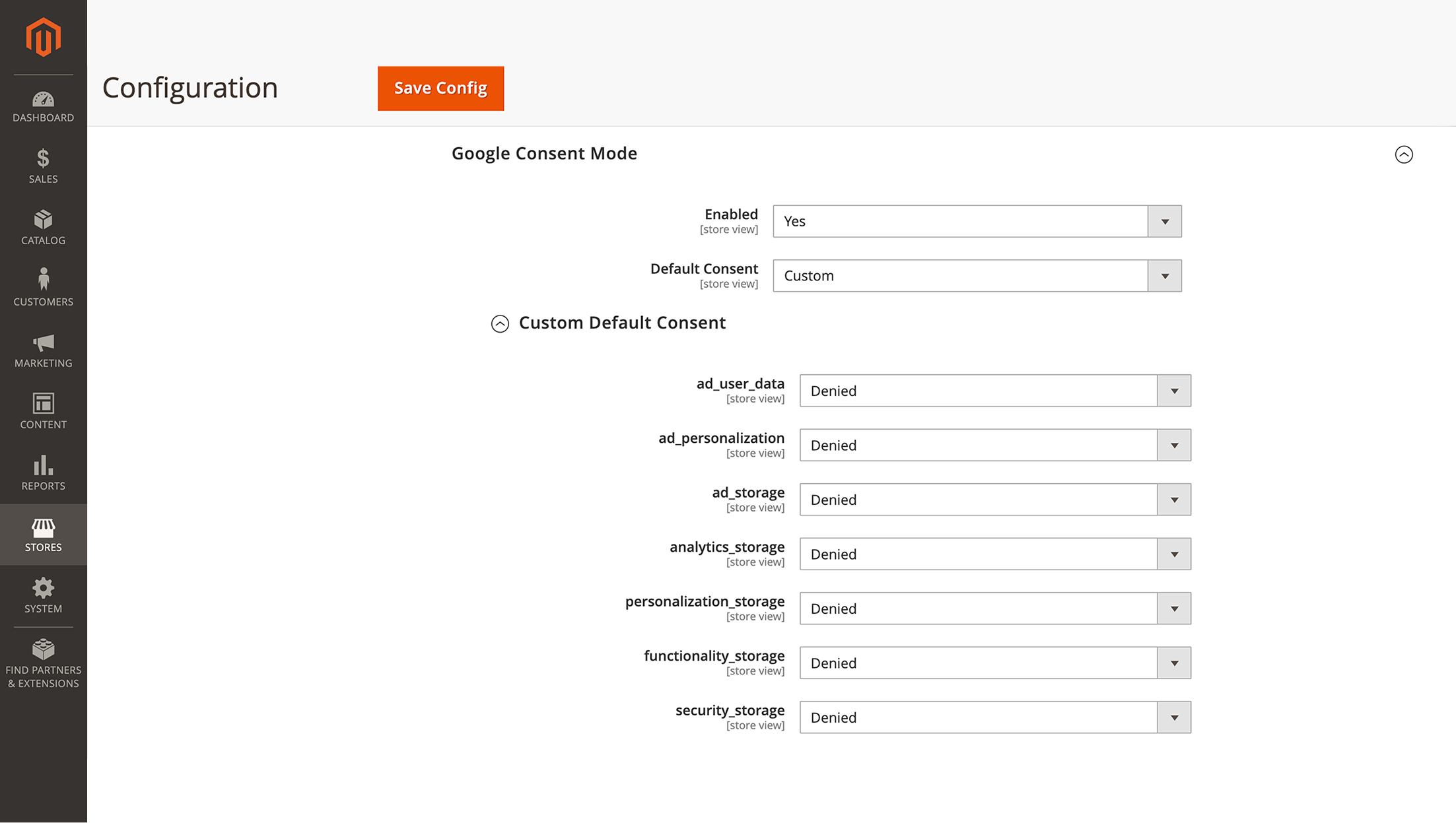 Setting up customer consent to transfer data to analytics