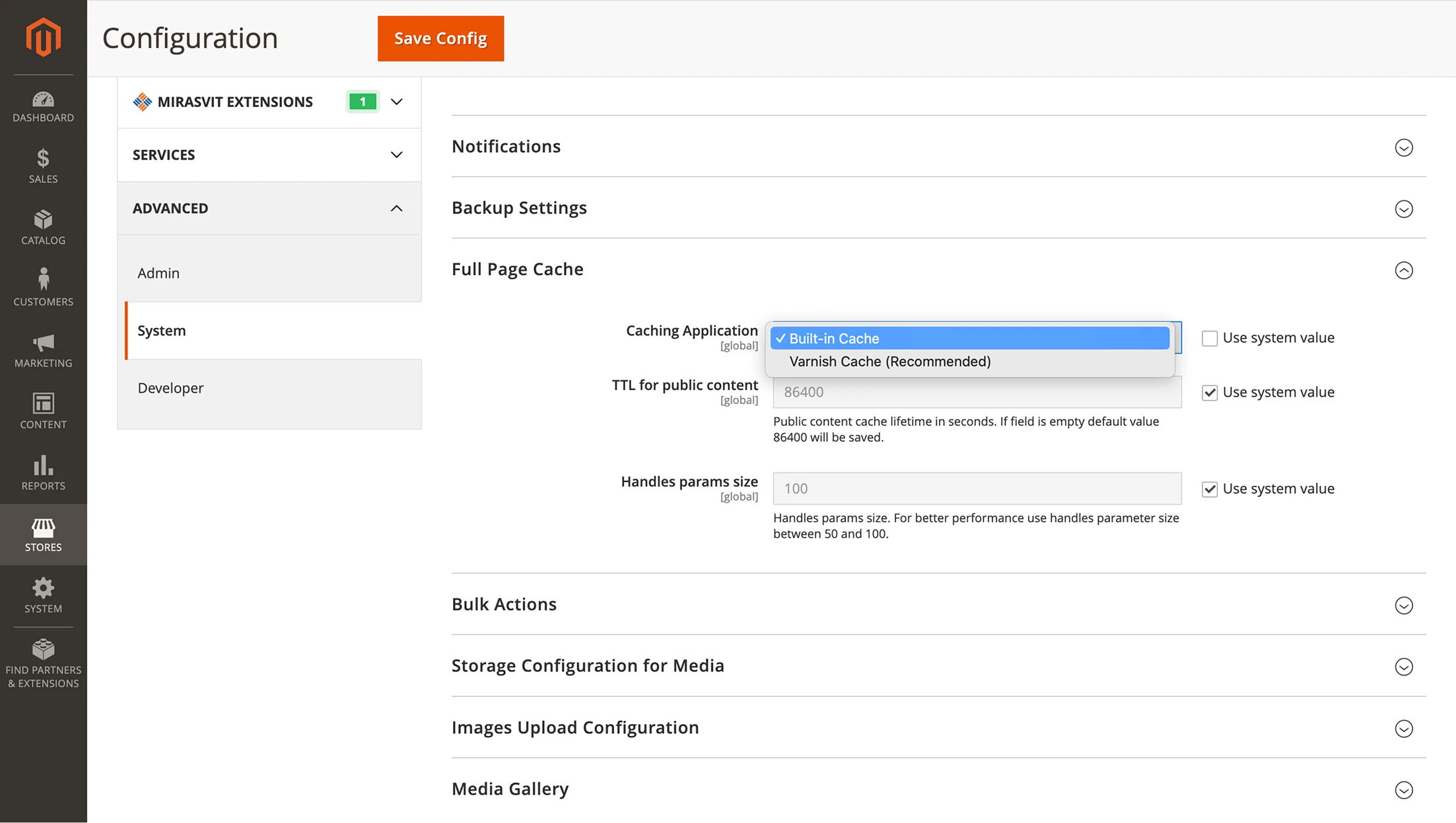 How to set Caching Applications