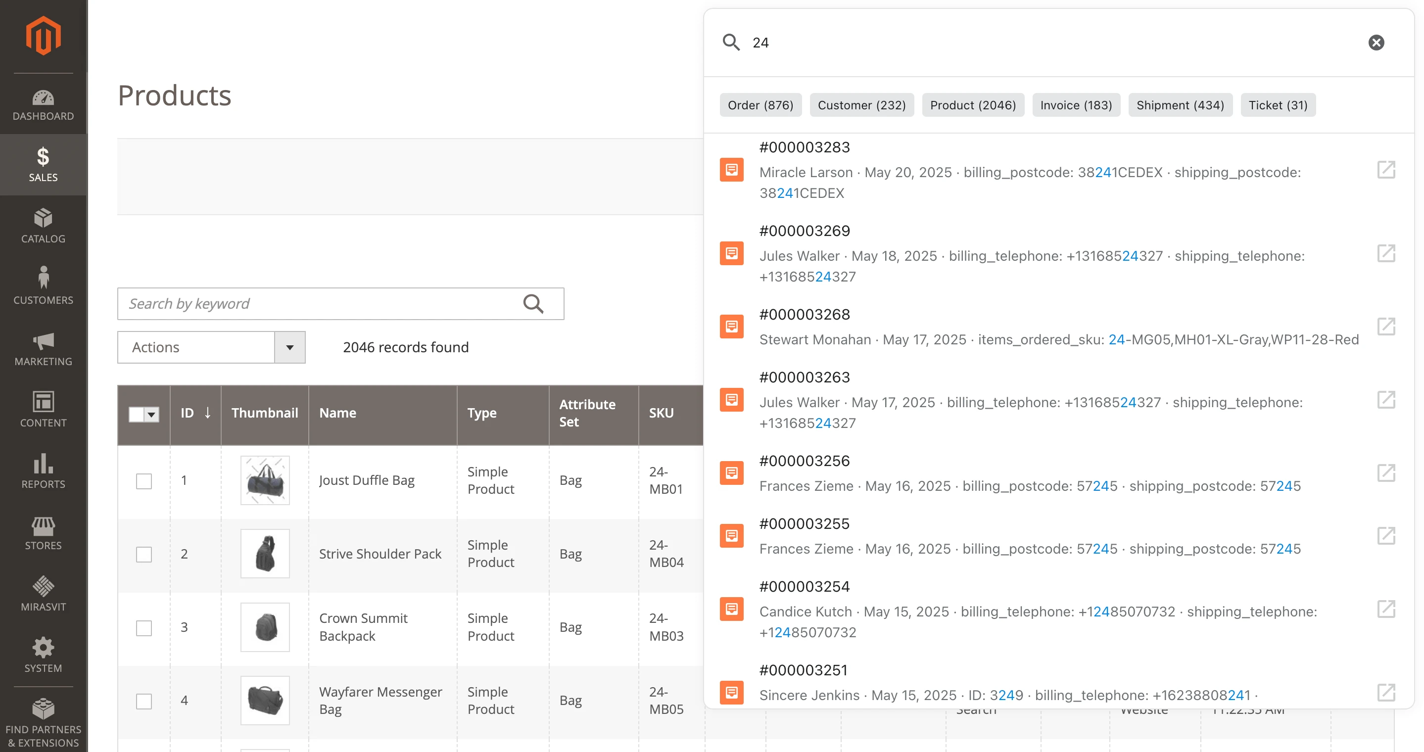 Backend Search example