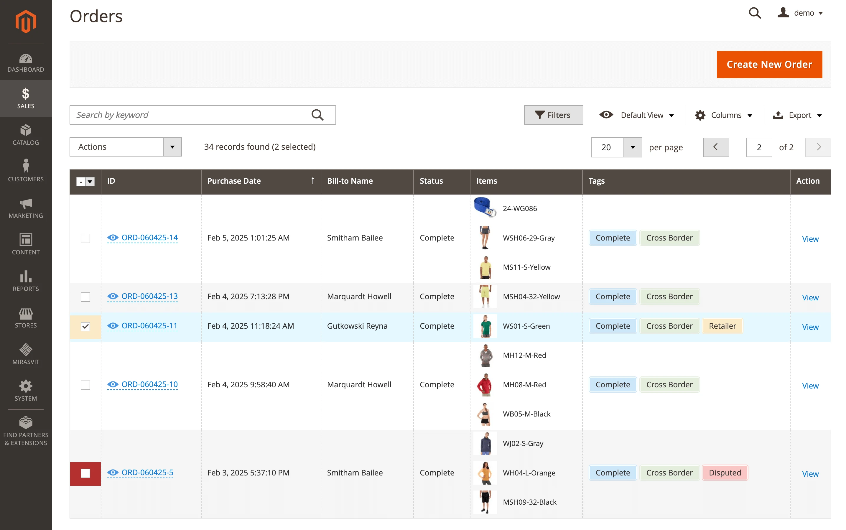 Orders example