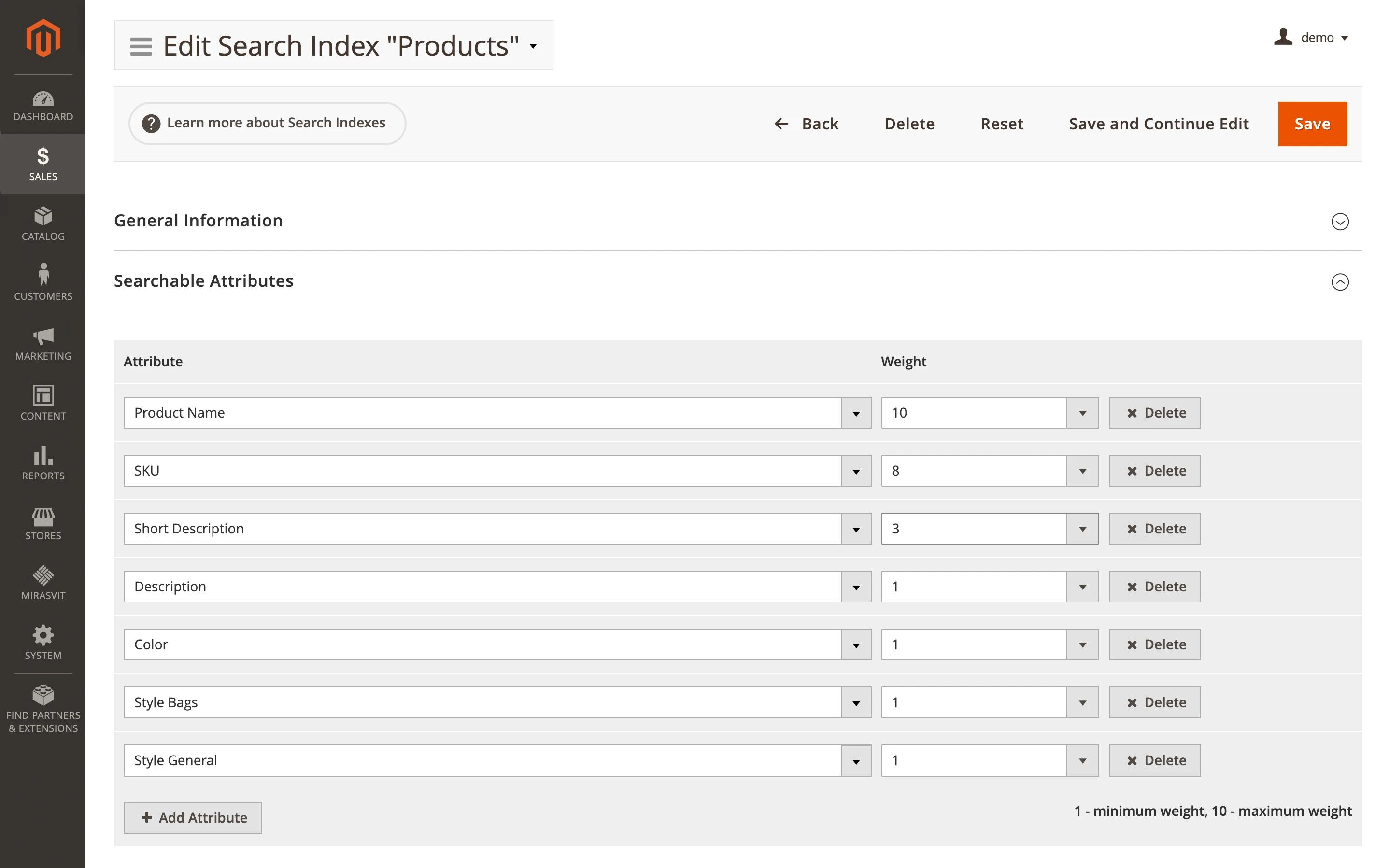 Edit search index example