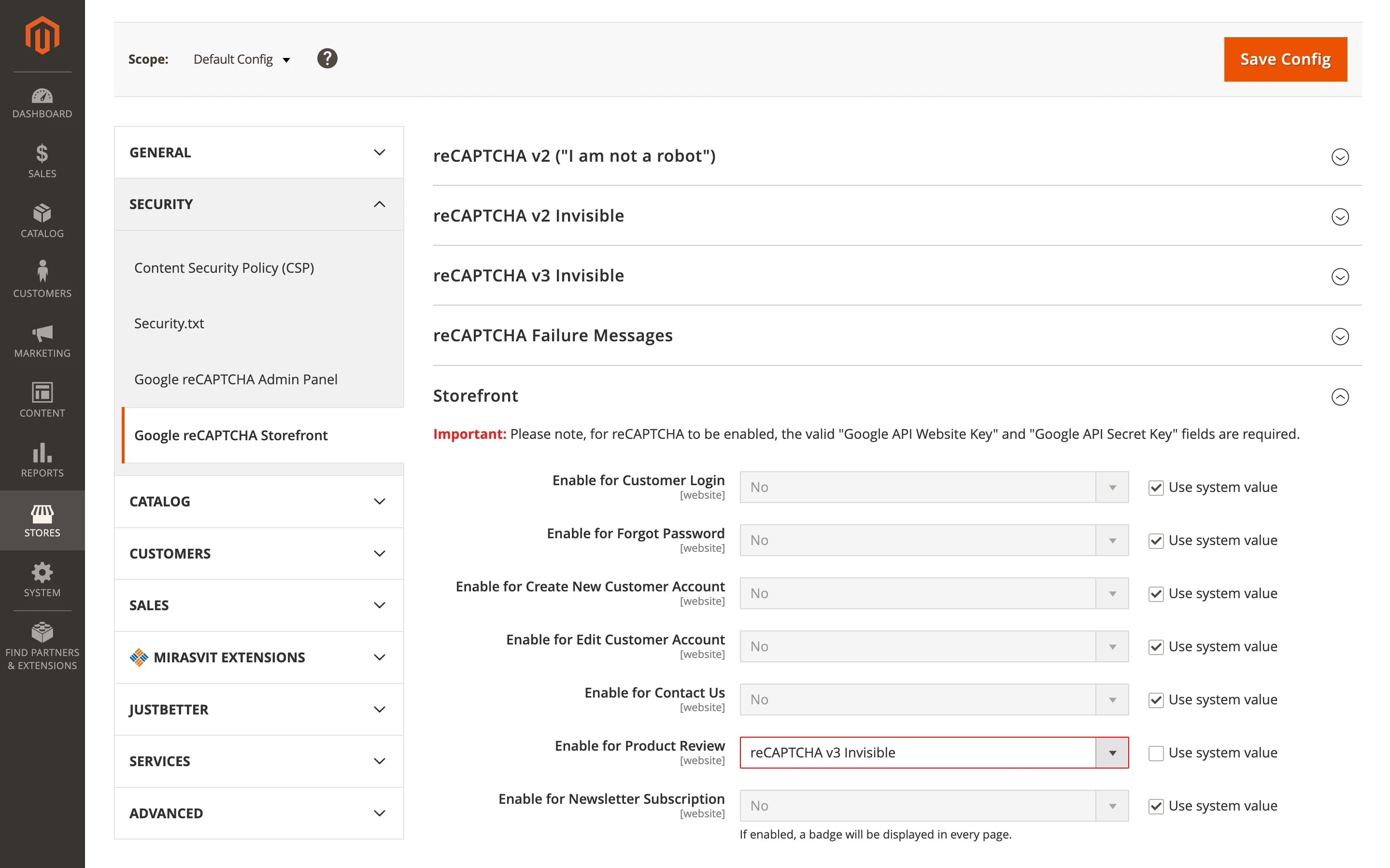 Google reCAPTCHA for Product Review Form