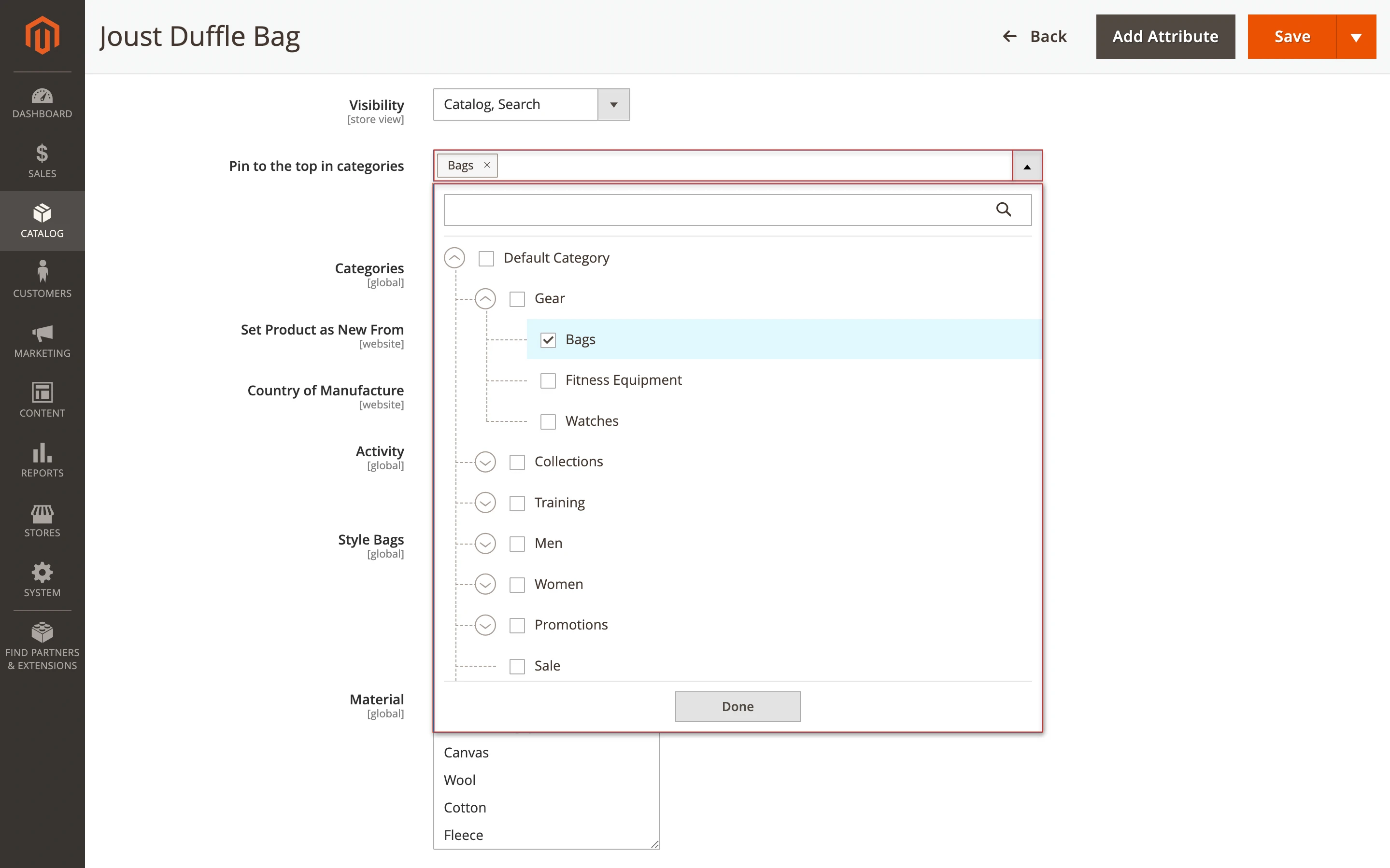 Product pinning at the top of category pages