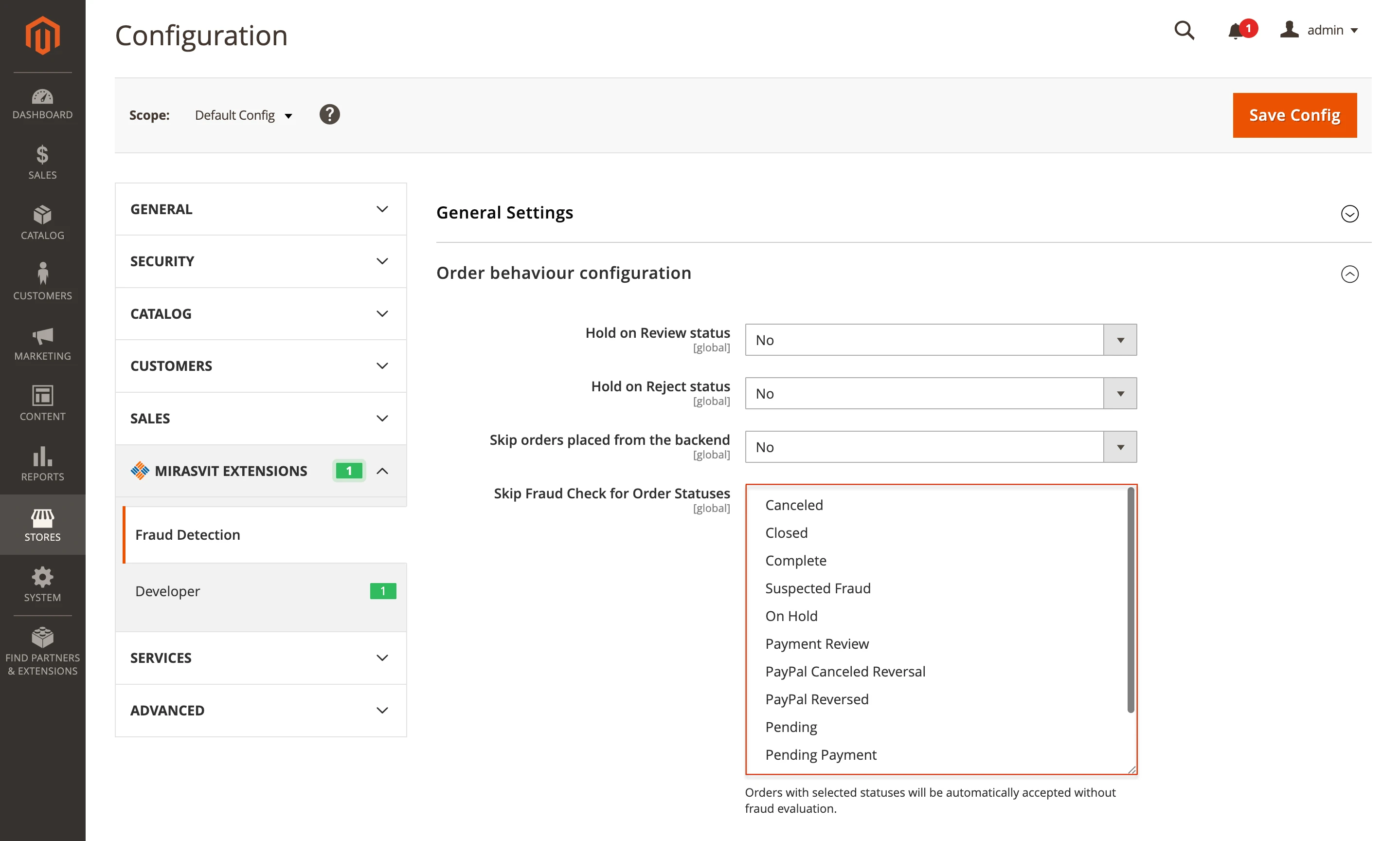 Skip fraud checks by order status