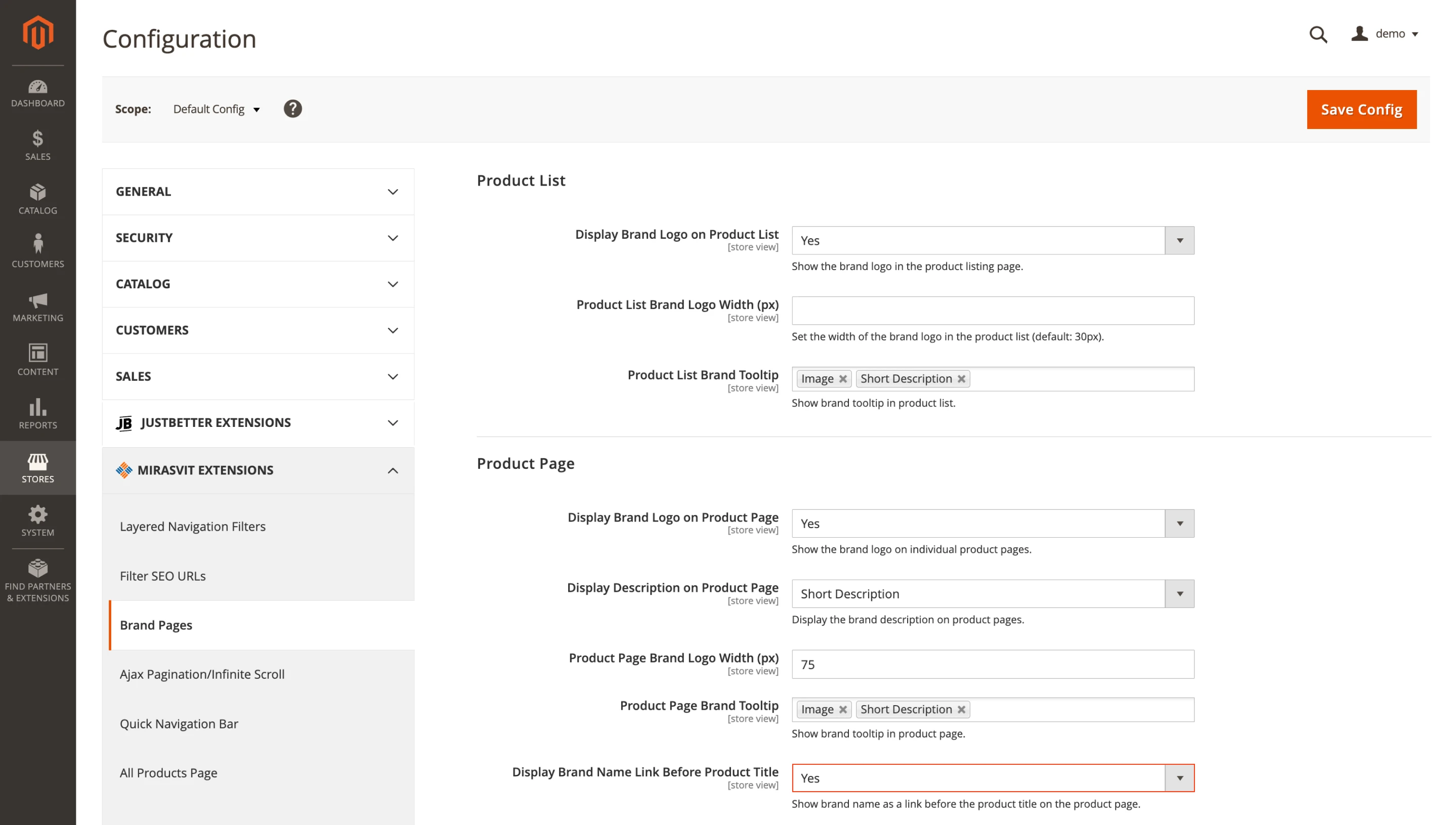 Clickable brand link before the product title