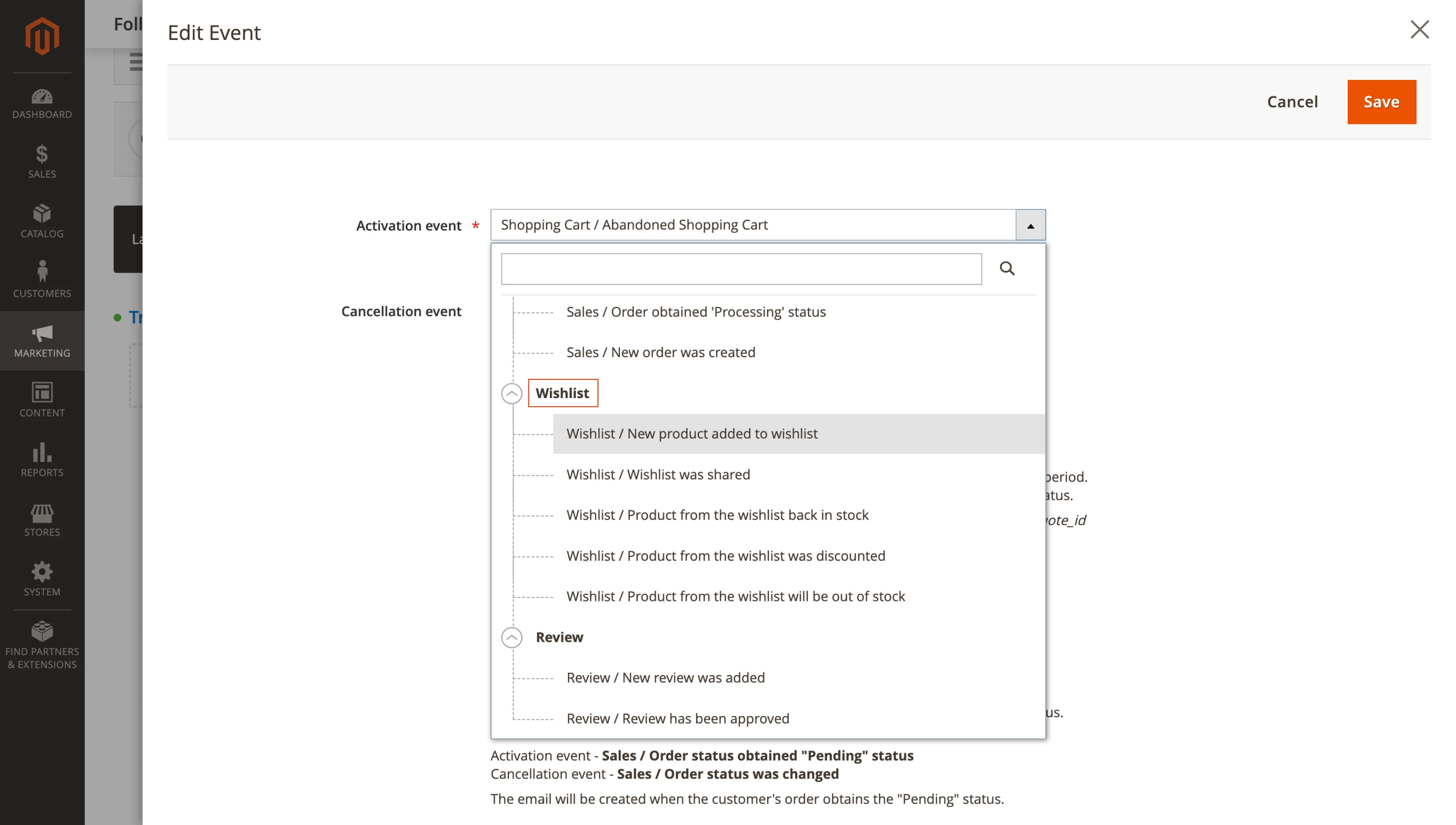 Wishlist product events