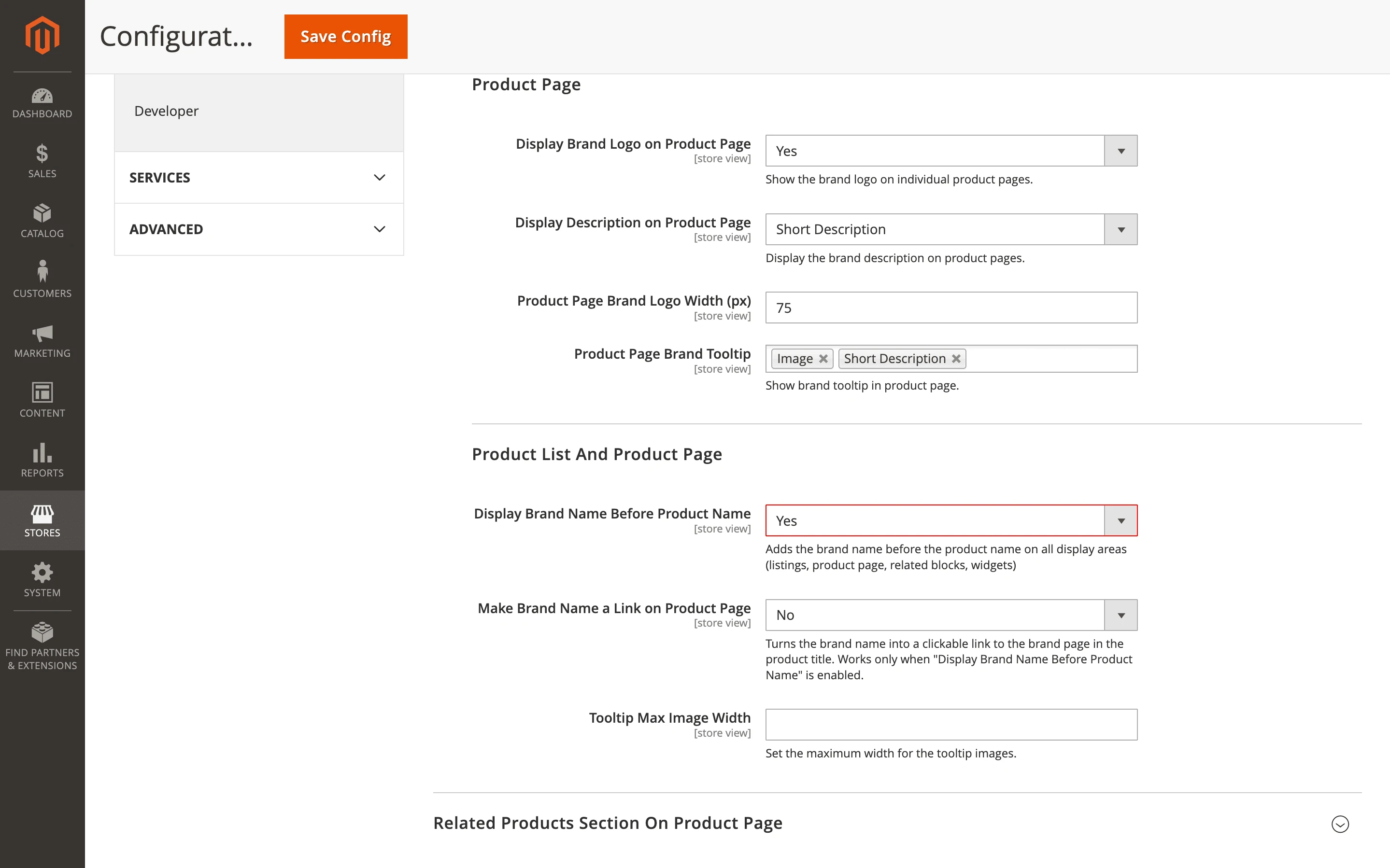 Brand names before product names in listings and product blocks