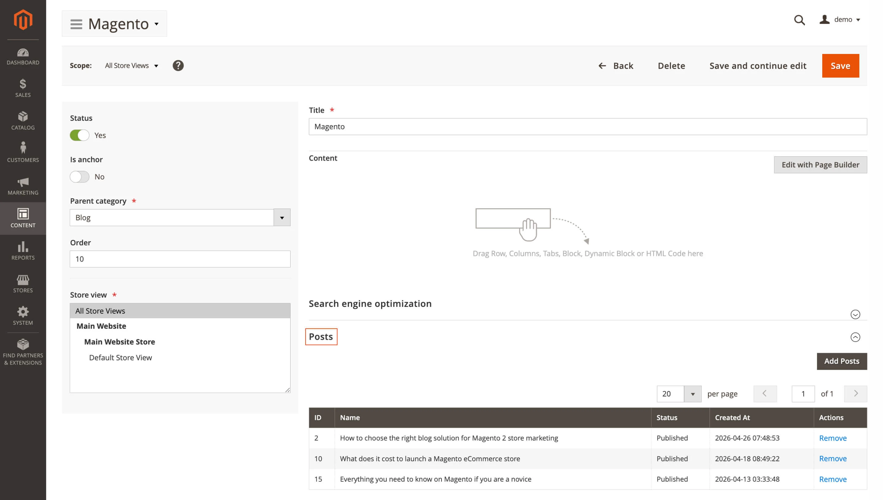 Post assignment from category pages