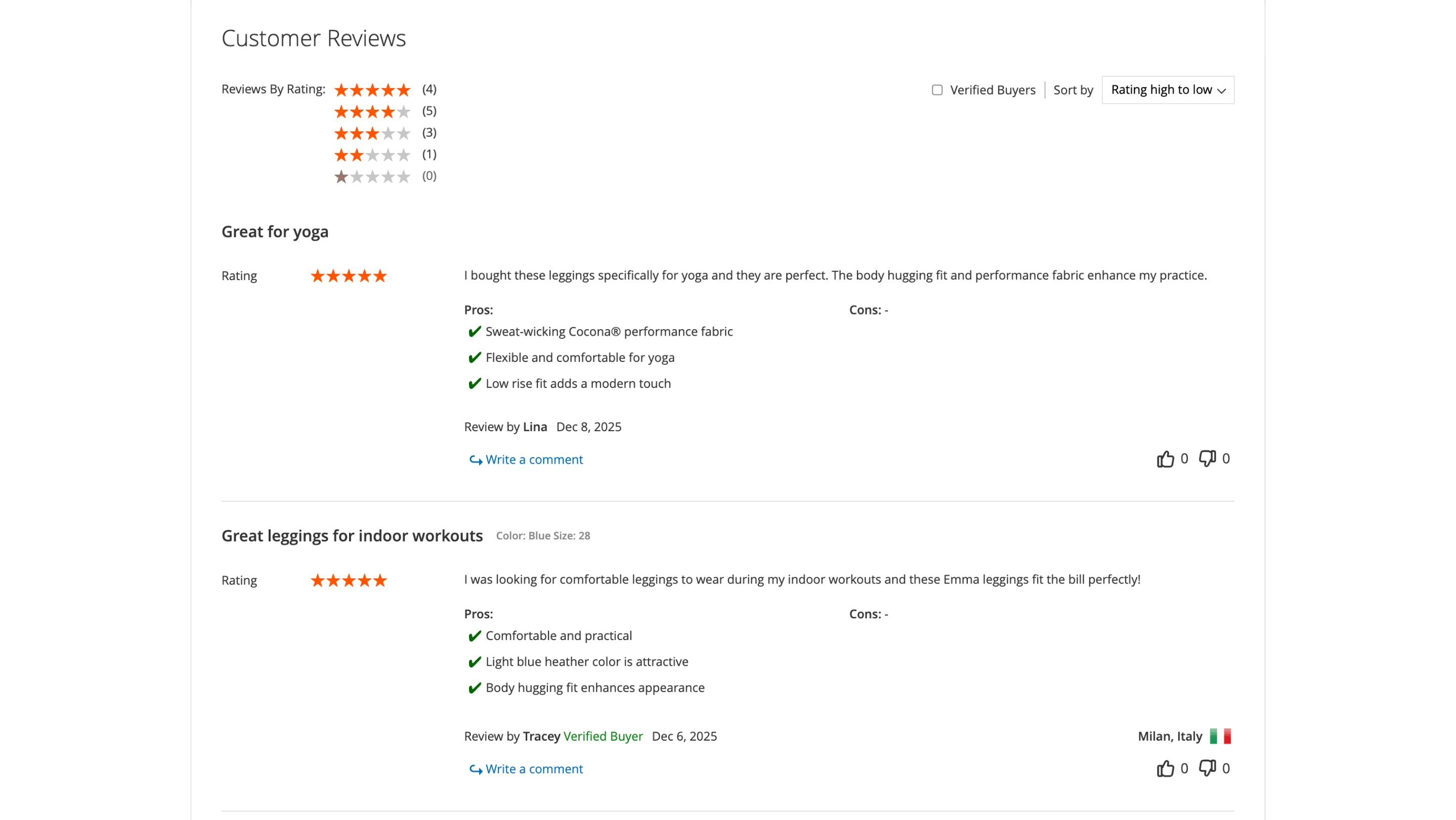 One-rating review filtering