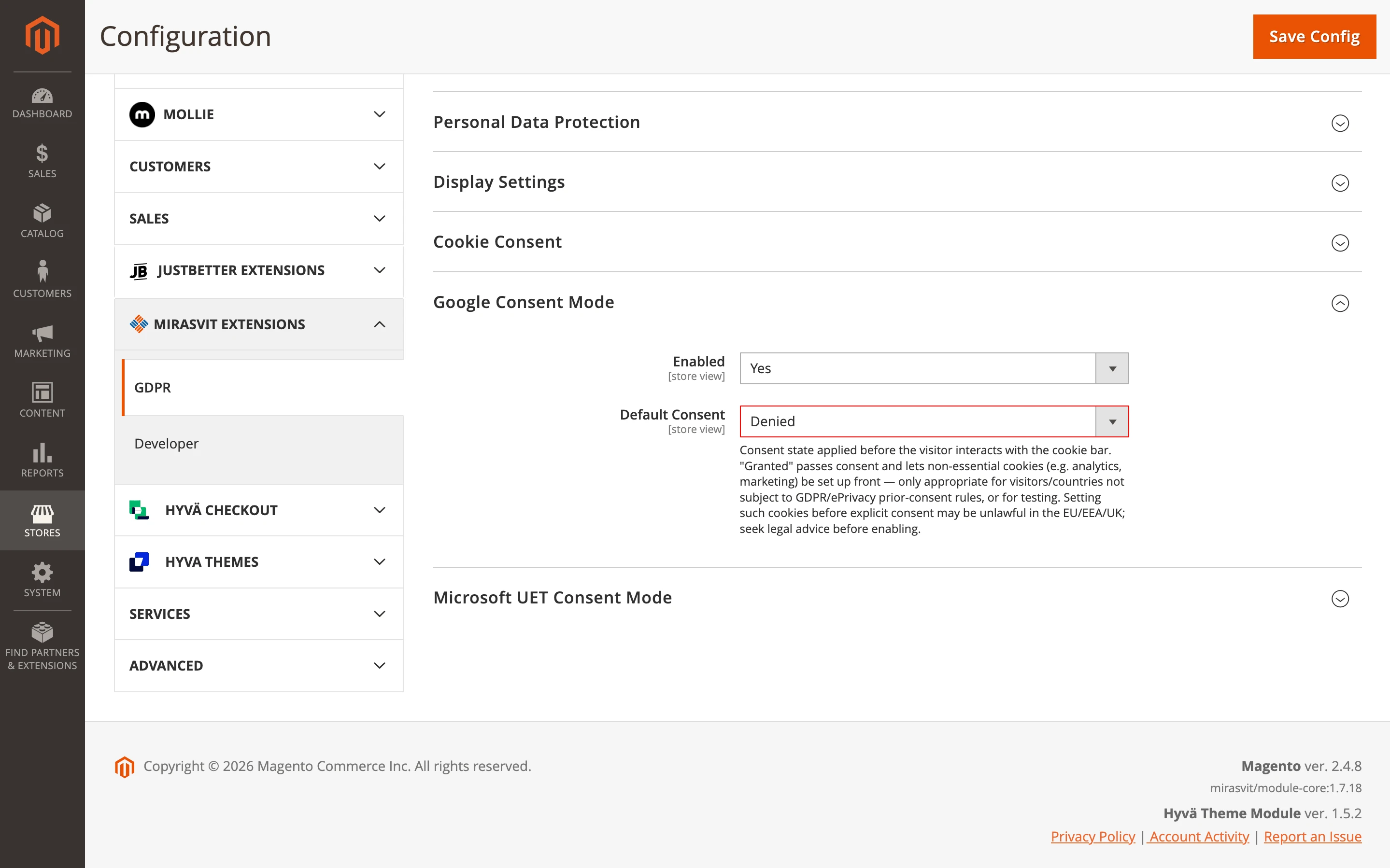 Default Consent Setting