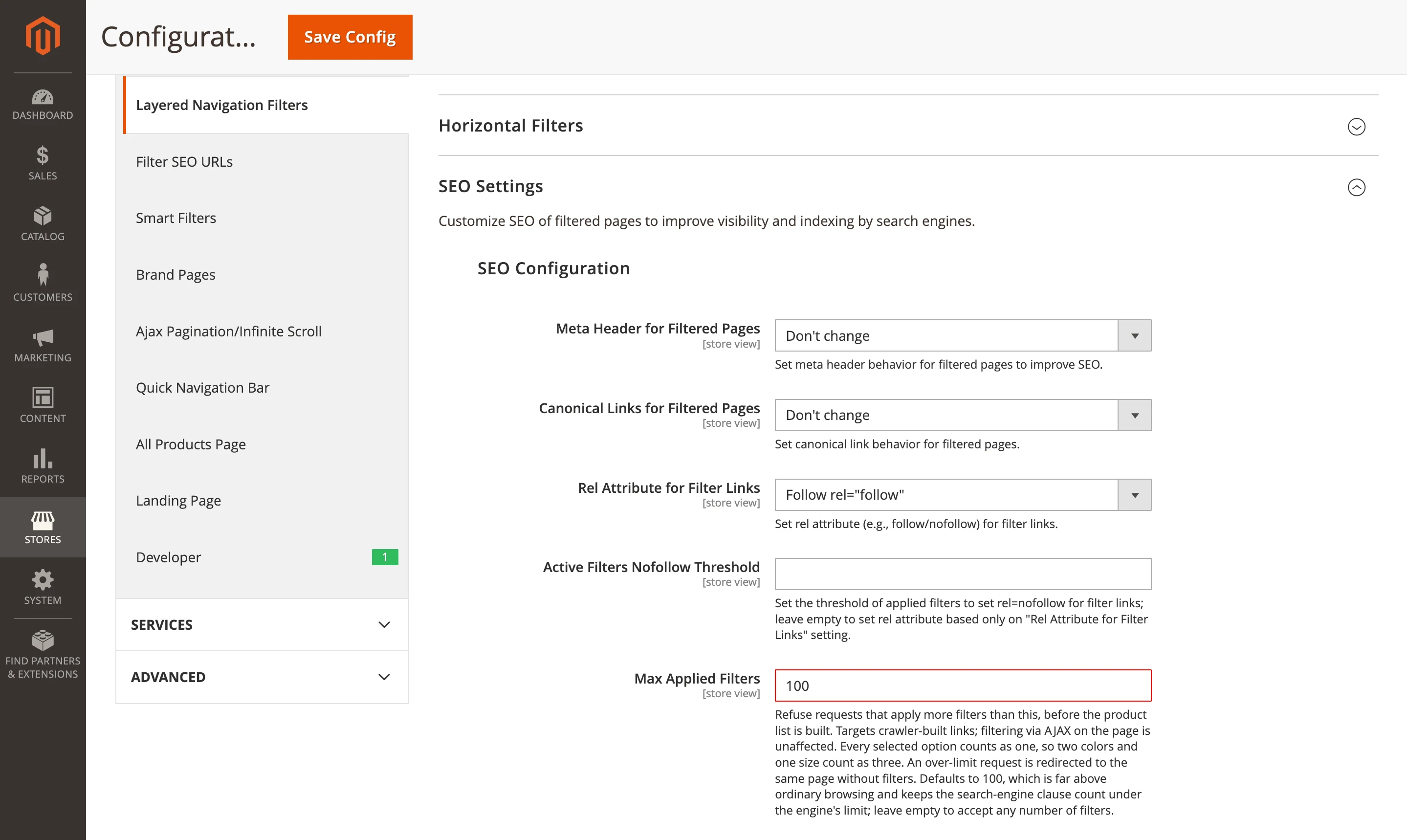 Max Applied Filters in Layered Navigation