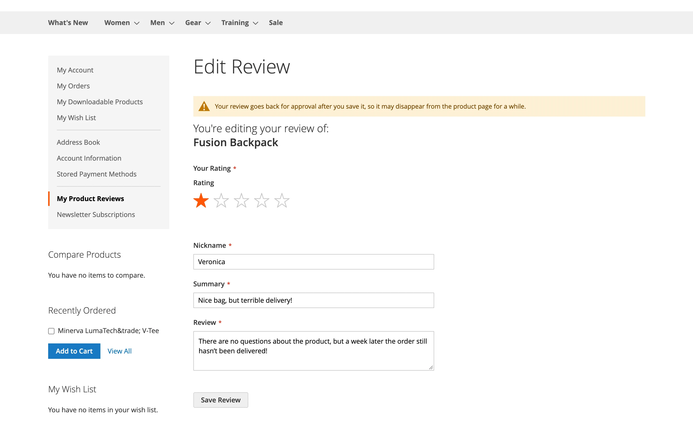 Allows Edit Reviews for Customers