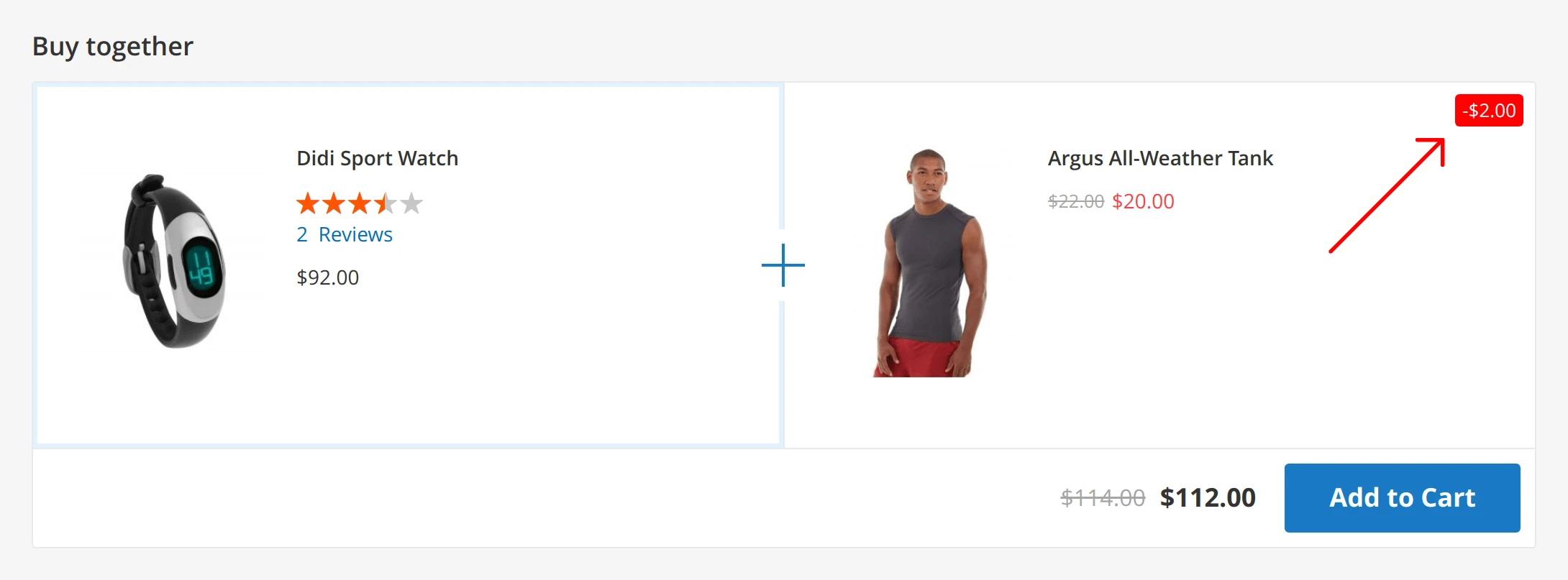 Savings displayed in Mirasvit Magento 2 Buy Together - Product Kits module's product kit