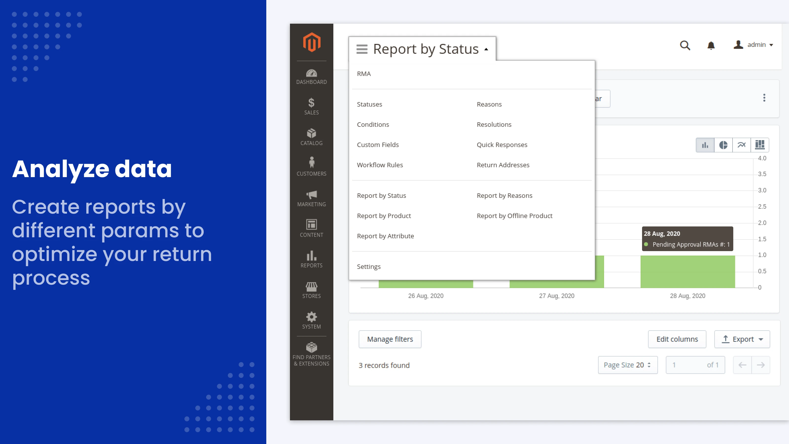 Analyze data in RMA