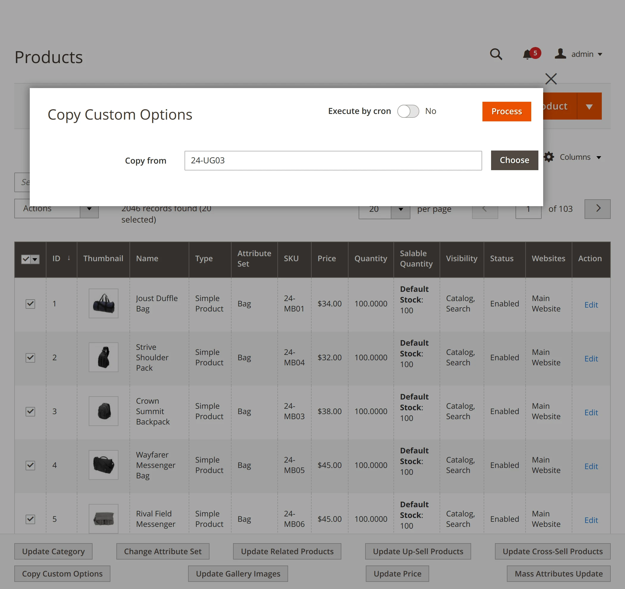 Updating custom product options with Mirasvit Magento 2 Mass Product Action module
