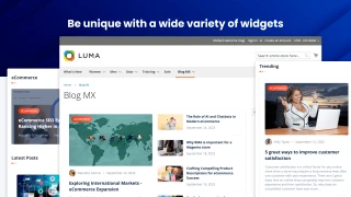Blog front page built from widgets
