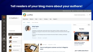 Author pages with bio and social links