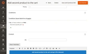 Banner conditions: show it only when the cart holds a single item