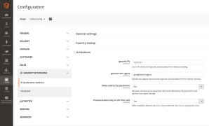 IP Geolocation Redirect Limitations Settings