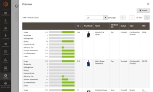 Previewing the way a sorting criterion arranges products in Mirasvit Magento 2 Improved Sorting module.