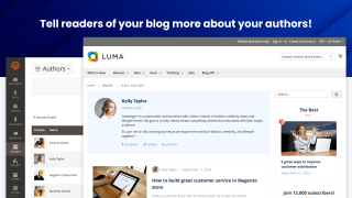 Author pages with bio and social links