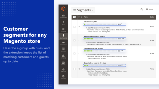 Customer segments with their size and rules