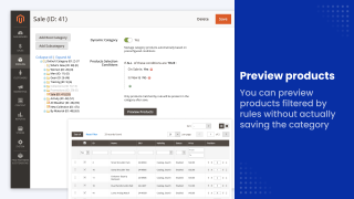 Preview matching products before saving