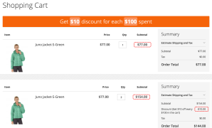 Extended rule discount in the cart