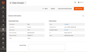 Submitted answer in the admin