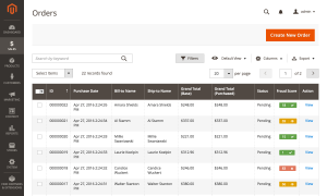 Fraud Score column in the order grid