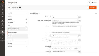 General settings: popup, Ajax mode, redirect destination