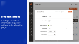 Action form in a pop-up on the product grid page