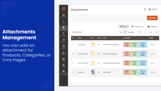 Attachments grid with download statistics