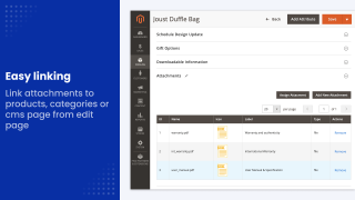 Assigning attachments from a product edit page