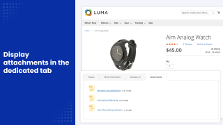 Attachments on a product page